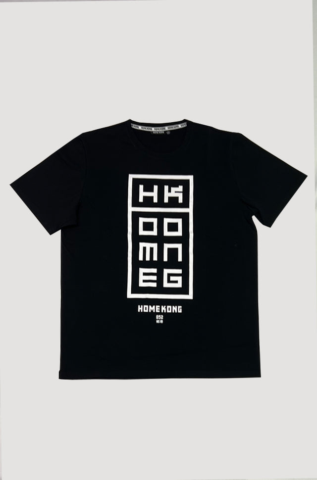 WHITE HK BUILDING MENS TEE BLACK