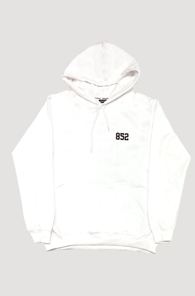 852 HOODIE WHITE BLACK LOGO