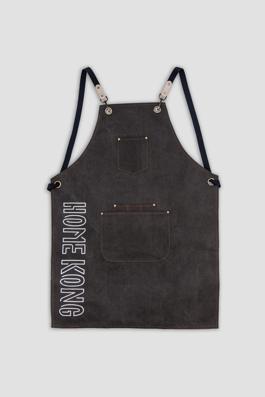 ALAN CHAN LOGO DENIM APRON GREY