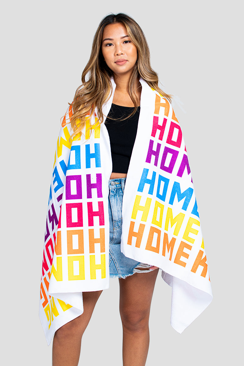 HK PATTERN BEACH TOWEL RAINBOW