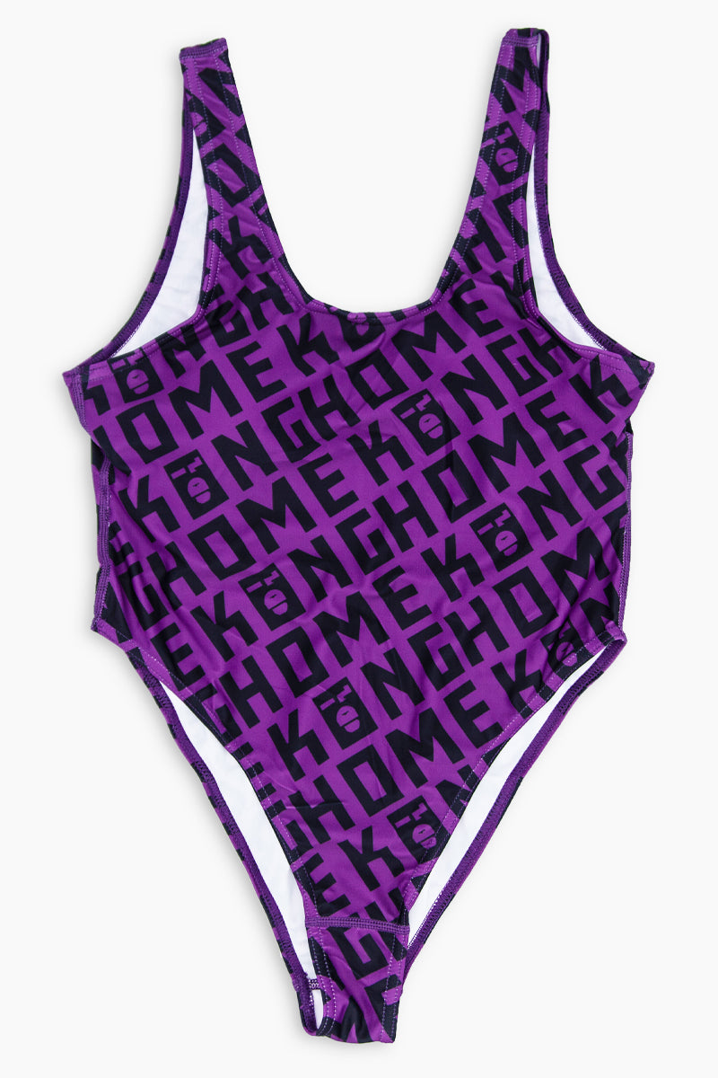 SWIMSUIT ONE PIECE BLACK/PURPLE